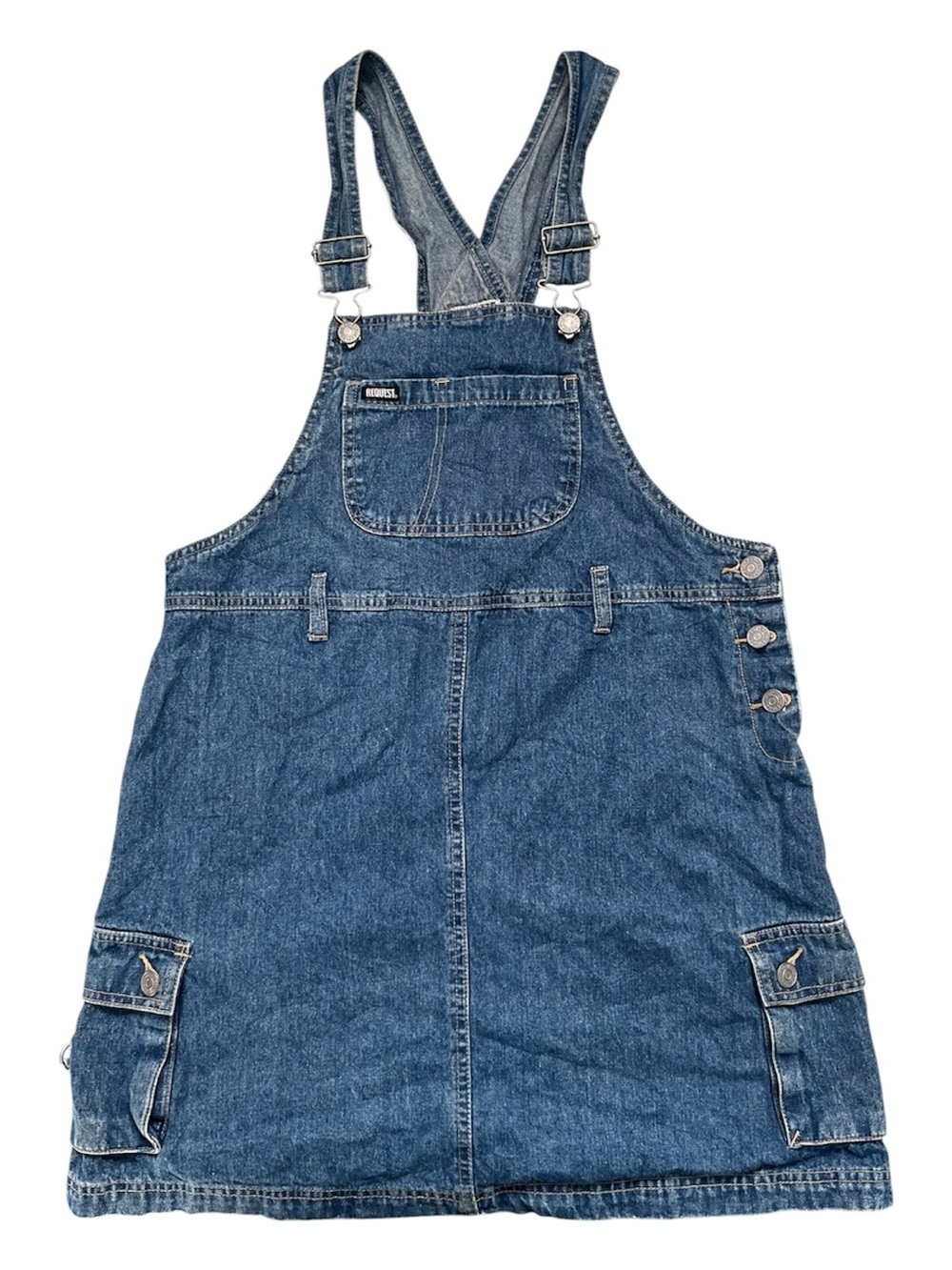 Vintage Request blue denim cargo overall dress